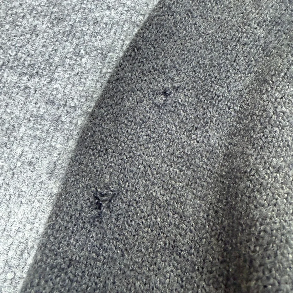 American Eagle Mens Soft Charcoal Grey Fair Isle Knit Hoodie Sweater Pullover LG